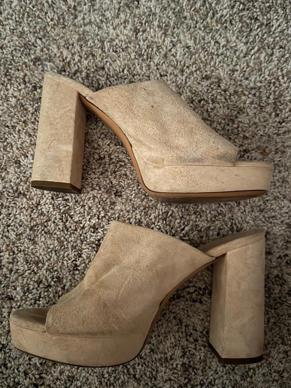 MANSUR GAVRIEL Suede Chunky Heel Booties in Beige